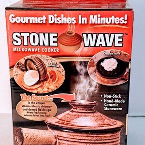 Stone Wave Microwave Cooker Non-Stick Ceramic Stoneware Bowl 4" Diameter NEW